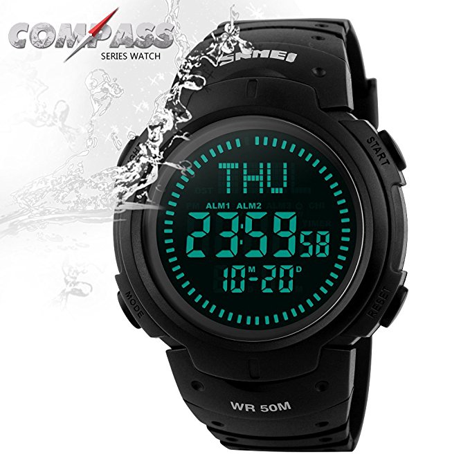 Men Sports Watches waterproof Outdoor Military Watch EL Backlight Compass Countdown Wristwatches