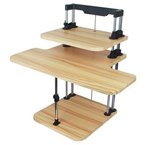 Sit / Stand Laptop Computer Desk Height Adjustable - Converts Any Desk or Cube to a Sit / Stand Up Desk (Burlywood)