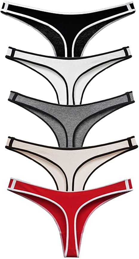 ETAOLINE Women's Cotton Thong Underwear Sport Seamless Panties Hipster, Pack of 5