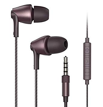 FusionTech® Noise-Isolating In-Ear Headphones Earphones with Microphone and Volume Control Powerful Bass Wired Earbuds Headset for iPhone, iPad, iPod, Samsung Smartphones and Tablets (Coffee)