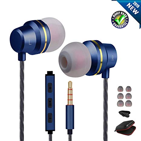 Earbuds Ear Buds Wired Earbud with Microphone Mic and Volume Control Stereo Mic Ear Buds Music Ear Buds Noise Isolating Headsets Compatible Samsung MP3 Players and Other Smartphones 3.5mm Jack