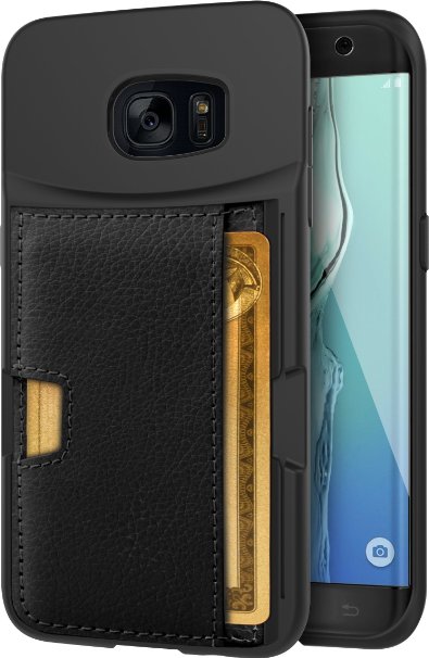 Galaxy S7 edge Wallet Case - Q Card Case for Samsung Galaxy S7 edge by CM4 - Ultra Slim Protective *Kickstand* Credit Card Carrying Case (Black Onyx)