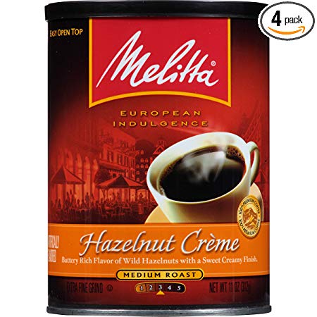 Melitta Hazelnut Creme Ground Coffee, 11.5-Ounce Cans (Pack of 4)