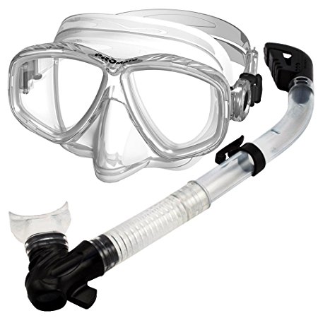 PROMATE Snorkeling Scuba Dive DRY Snorkel PURGE Mask Gear Set