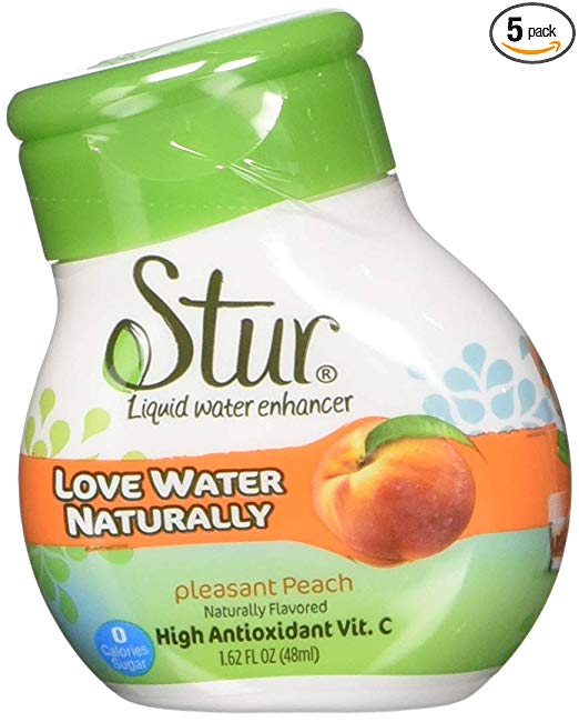 Stur - Natural Water Enhancer, Peach (5 Bottles, Makes 100 Flavored Waters) - Sugar Free, Zero Calories, Kosher, Keto Friendly Liquid Drink Mix Sweetened with Stevia