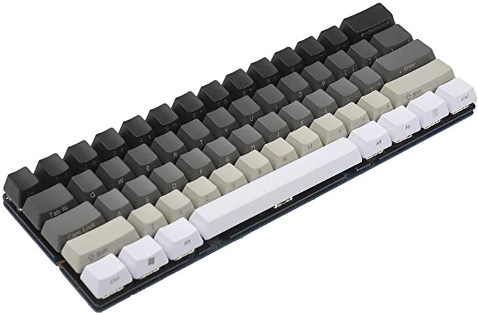 YMDK White Gray Black Mixed 87 61 Side Print Blank Keyset Thick PBT OEM Profile Keycaps for MX TKL Mechanical Keyboard (61 Side Print)(Only Keycap)