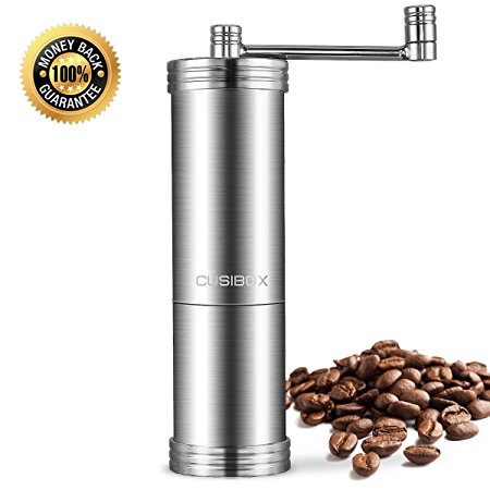 Coffee Grinder Stainless Steel Manual Coffee Grinder with Premium Adjustable Stainless Steel Conical Burr Mill Precision Brewing Grinder for Home and Traveling