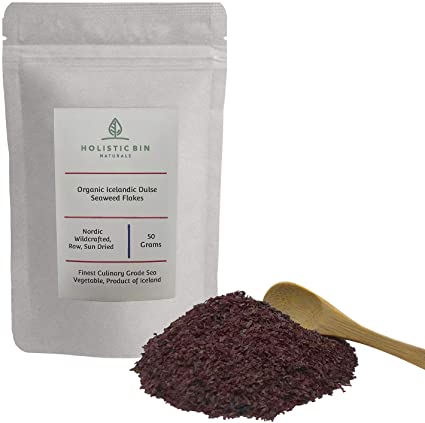 Wildcrafted Icelandic Dulse Flakes by Holistic Bin - Finest Culinary Grade Nordic Sea Vegetable Superfood