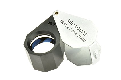 SE MJ37801L Professional Quality 10x Triplet Loupe, LED-Illuminated, 21mm