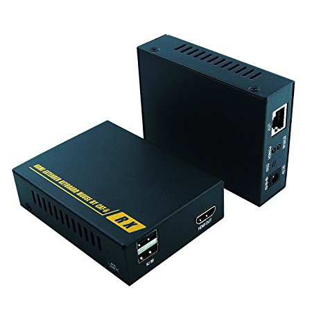 E-SDS 1080P HDMI KVM Extender over Single Cat5/5E/6/7 Ethernet Cable,HDMI over TCP/IP up to 365Ft(CAT6) Support USB Keyboard & Mouse (196 ft KVM Extender Kit)