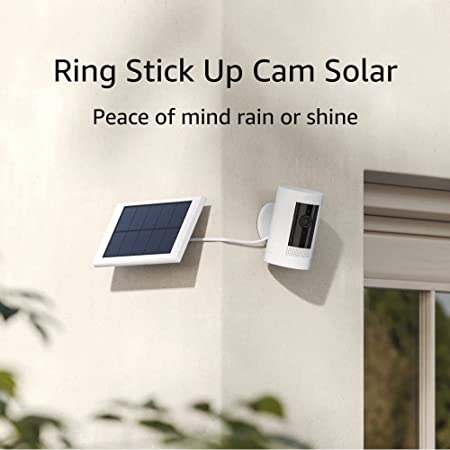 Ring Stick Up Cam Solar HD security camera with two-way talk, Works with Alexa - White