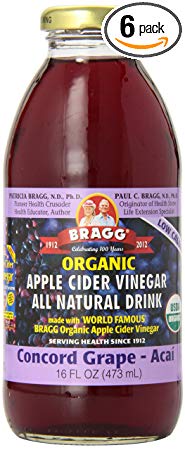 Bragg Apple Cider Vinegar Drink, Concord Grape & Acai, 16-ounces (Pack of6)