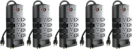 Belkin 6-Outlet Pivot-Plug Surge Protector w/ Wall Mount - Ideal for Mobile Devices, Personal Electronics, Small Appliances and More (1,080 Joules) - 5 Pack