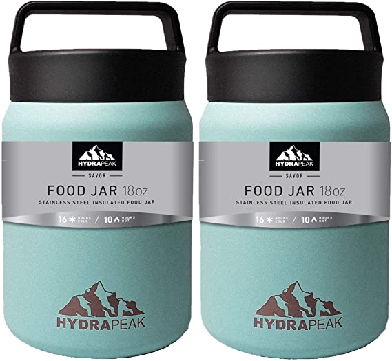 Hydrapeak 18 oz Insulated Lunch Container | Hot Food Jar | Stainless Steel Vacuum Bento Lunch Box | Leak Proof | Hot Cold Food for Kids Adult School Office Picnic Travel Outdoors