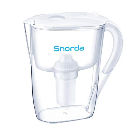 Water Pitcher with Alkaline Filter,Snorda Large 10 Cup Grand Water Filter Pitcher,BPA Free, Fast Filtering,Ultra Adsorptive Material (White 2)
