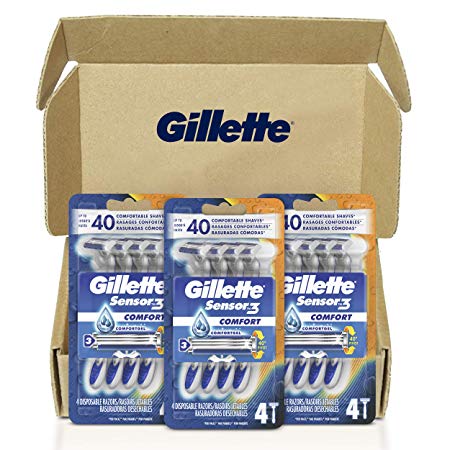 Gillette Sensor3 Men's Disposable Razor, 12 Razors