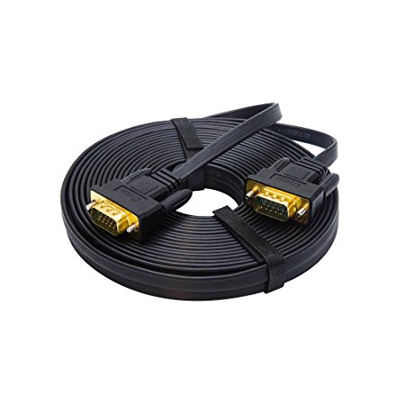 DTECH Ultra Thin Flat Type Computer Monitor VGA Cable Standard 15 Pin Male to Male VGA Wire 25 Feet