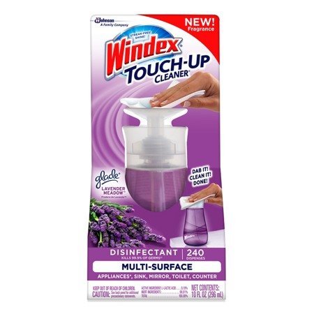 Windex Touch-Up (2 Pack) Antibacterial Multi-Surface Cleaner, Lavender Meadows, 10 Fl. Oz. Each