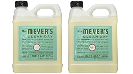 Mrs. Meyer's Liquid Hand Soap Refill, Basil, 33 Fluid Ounce Pack of 2