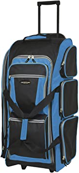 Travelers Club Xpedition 30 Inch Multi-Pocket Upright Rolling Duffel Bag, Dark Blue, 30-Inch