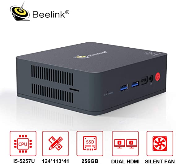 Beelink U57 Mini PC Windows 10 Pro High Performance Computer Intel Core i5-5257u (up to 3.10 GHz) 8GB RAM 256GB SSD, 2.4G/5G WiFi, Gigabit Ethernet, BT4.2, Dual HDMI, Expandable 2.5-inch HDD 1TB SSD