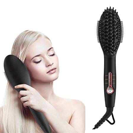 Hair Straightening Brush for Curly Thick Hair,Best Straightener Brush MCH Technology Double Anion Ceramic Faster Heating Anti-Scald Comb Teeth Resistant Suitable for All Hair Types #Style A