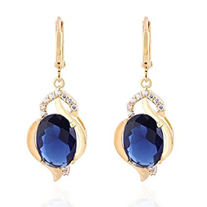 Dark Blue Crystal 18k Gold Plated Earrings Stud Women Jewelry   925 Sterling Silver Earnuts Gs0457