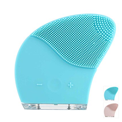 Alaboudi Silicone Facial Brush, Cleanser and Massager - Waterproof, Rechargeable and Vibrating Sonic Facial Cleansing System (Blue)
