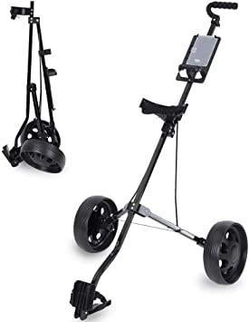 Foldable 2 Wheel Push Pull Golf Cart- Foot Brake, Adjustable Lightweight Golf Cart Trolley Swivel Steel Light, Enhances Effortless Mobility and Storage