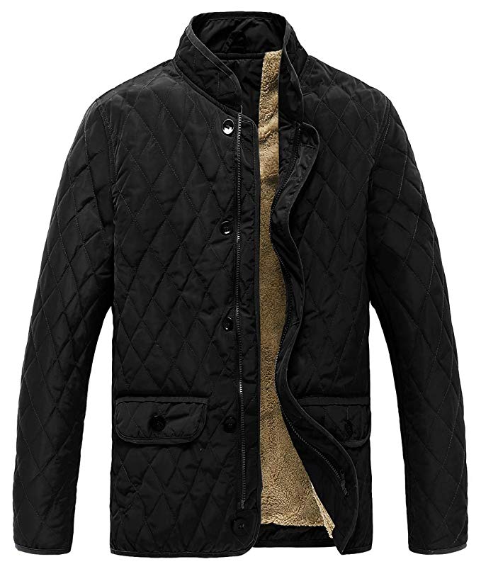 MADHERO Men Quilted Puffer Jacket Lightweight Fleece Lined Padded Coat