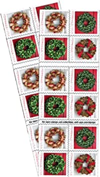 Holiday Wreaths 2 Books of 20 Forever US First Class Postage Stamps Christmas Tradition Celebration (40 Stamps)