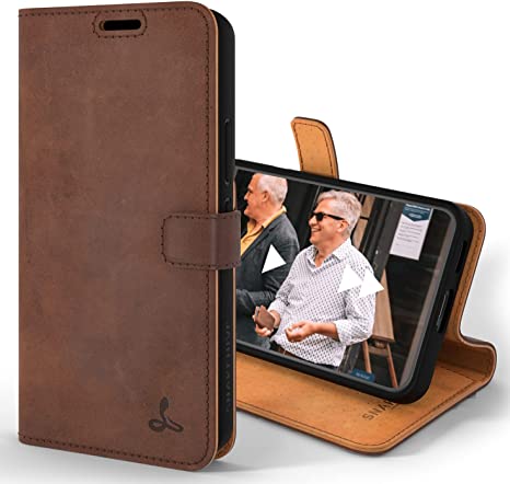 Snakehive Vintage Wallet for Samsung Galaxy S22 || Real Leather Wallet Phone Case || Genuine Leather with Viewing Stand & 3 Card Holder || Flip Folio Cover with Card Slot  (Brown)