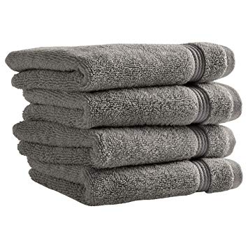 Rivet Classic Supima Cotton Washcloth Set, Set of 4, Pewter