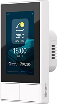 SONOFF NSPanel WiFi Smart Scene Wall Switch,2-Switch Panel Smart Home Control,Touchscreen Control for Smart Temperature Function,Lights,Work with Alexa & Google Home Assistant,White