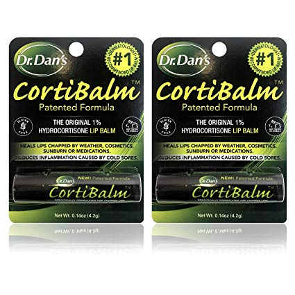 Dr. Dan's CortiBalm Lip Balm Tube for Chapped Lips, 0.14-Ounces (2-Pack)