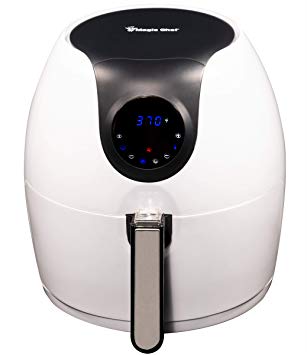 Magic Chef Airfryer 5.6 Quart Electric Cooker Oilless Air Fryer, Digital Control, Dishwasher Safe Basket with Recipe Book Included, MCAF56DW, White