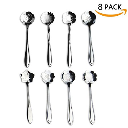 IMPORX Coffee Spoons Tea Spoons Fllower Coffer Spoons Mixing Spoons- Made of Stainless Steel with 8 set