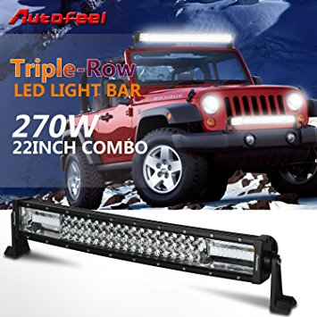 Autofeel 22" Curved Led Light Bar Triple Row 270W 27000LM Cree 7D Spot Flood Combo Beam for Off Road Jeep ATV AWD SUV 4WD 4x4 Pickup