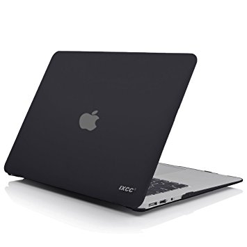 MacBook Air 13-inch Case, iXCC Smooth Finish Soft-Touch Plastic Hard Shell Case [2 in 1] with Keyboard Cover [ Models: A1466 / A1369 ] - Black