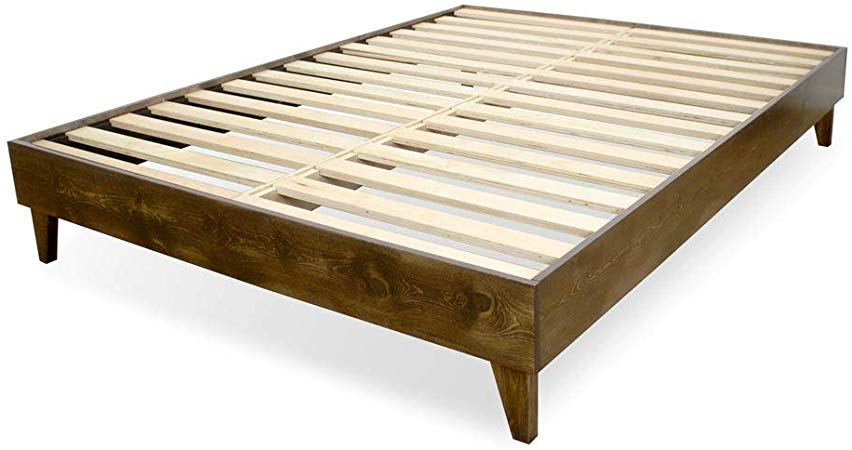 ExceptionalSheets Wood Bed Frame - 100% North American Pine - Solid Mattress Platform Foundation w/Pressed Pine Slats - Easy Assembly - California King