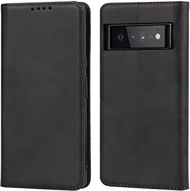 iCoverCase Compatible with Google Pixel 6 Pro Wallet Case with Credit Card Holder, Magnetic Premium PU Leather Kickstand Feature Flip Cover Case (Dark Gray)