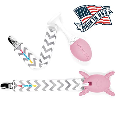 The Teething Egg - Official Product, Made in The USA – 3 Product Bundle in Baby Pink – Includes The Grippie Stick and The Molar Magician