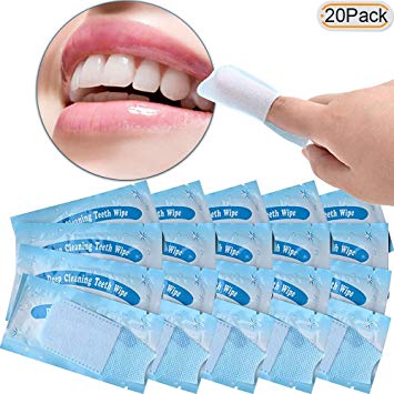 Hisight Fresh Breath Deep Cleaning Teeth Wipes Finger Brush Teeth Wipes Oral Brush Finger Brush Pre and Post Brush (Pack of 20)
