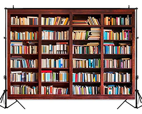 Mehofoto Bookshelf Bookcase Backdrop Brown Wood Library Study Room Photography Background 7x5ft Vinyl Personalized Portrait Party Decoration Backdrops