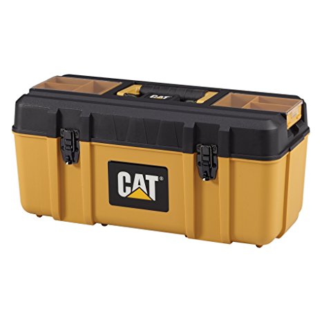 Cat Premium Plastic Portable Tool Box with Lid Organization and Removable Tote, 20" W - Designed, Engineered and Assembled in the USA