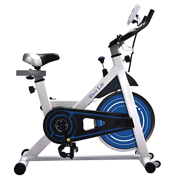 iDeer Exercise Bikes Stationary Indoor Workout Cycling Bike, Height Adjustable Sport Stationary Bicycle for Home Cardio Exercise,with Heart Pulse Sensors & LCD Monitor, Max User Weight:280lbs