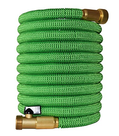 2017 Improved Design Expandable Garden Hose with Brass Connectors, by Golden Spearhead, 100-Feet, Light Green