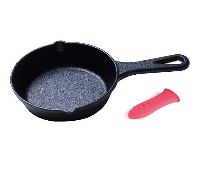 Keleday 8 Inch Pre-Seasoned Cast iron Skillet With Silicone Handle 2 Piece Set 8 Inch Cast Iron Skillet,Seasoned Cast Iron Frying Pan