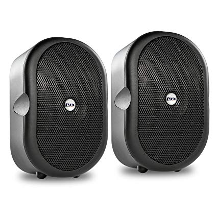 LyxPro MSW-3 Pair of Mini Bluetooth 40-Watt Active Speakers for Indoor Restaurants, Shops, Exhibitions, Multimedia, Home Recording & Audio/Video Production - Black