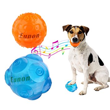 Eunon Dog Ball, 3.5 Inch Durable Rubber Dog Cat Toy Indestructible Balls Training Playing Pet Balls for Small Medium Large Dogs- Pack of Two